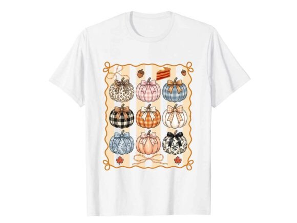 Cute Plaid Pumpkins Fall T-Shirt