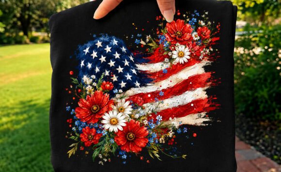 Floral America Flag Bow Tishirt Png Review