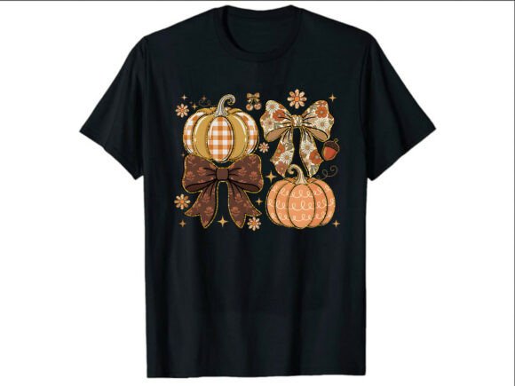 Pumpkin Bow Coquette Fall T-Shirt