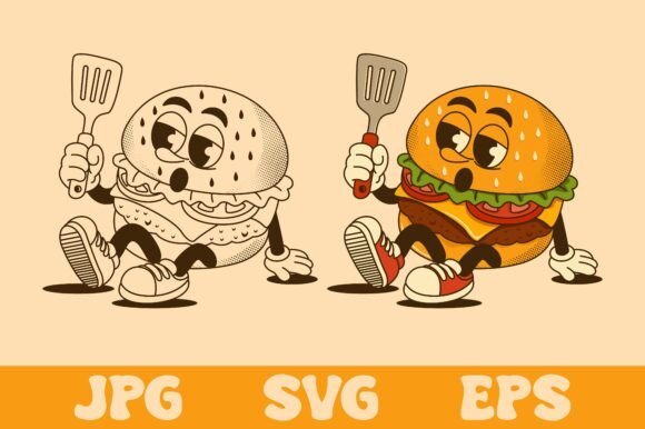 Retro Burger Cartoon Mascot Design Review